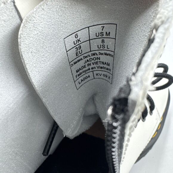 Dr. Martens Jadon 8-Eye Leather Chunky Platform Boot White Women Size 8 NEW - Picture 14 of 16
